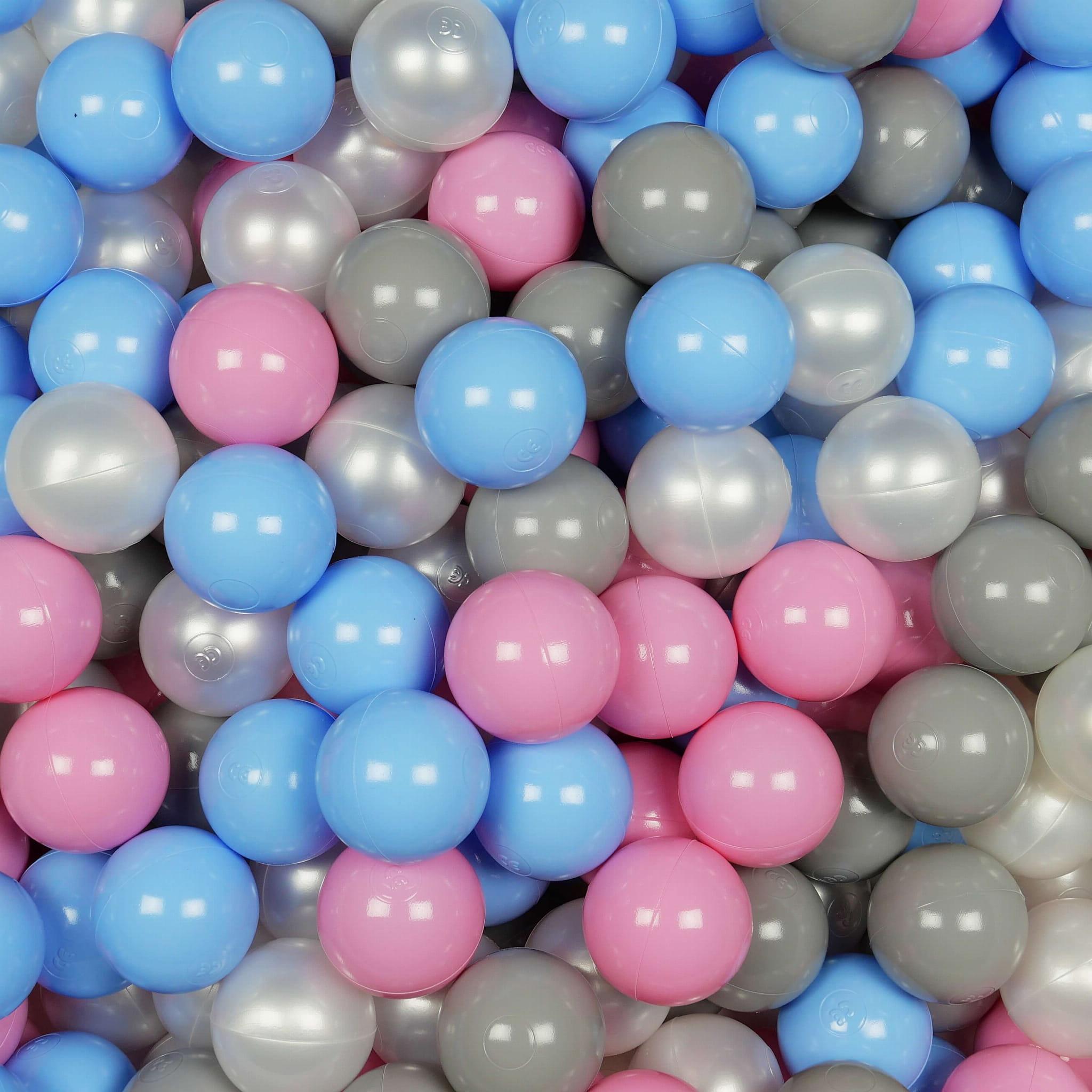 Balls for ballpit ø7cm 200pcs pearl, grey, baby blue, powder pink Bubblepools.eu