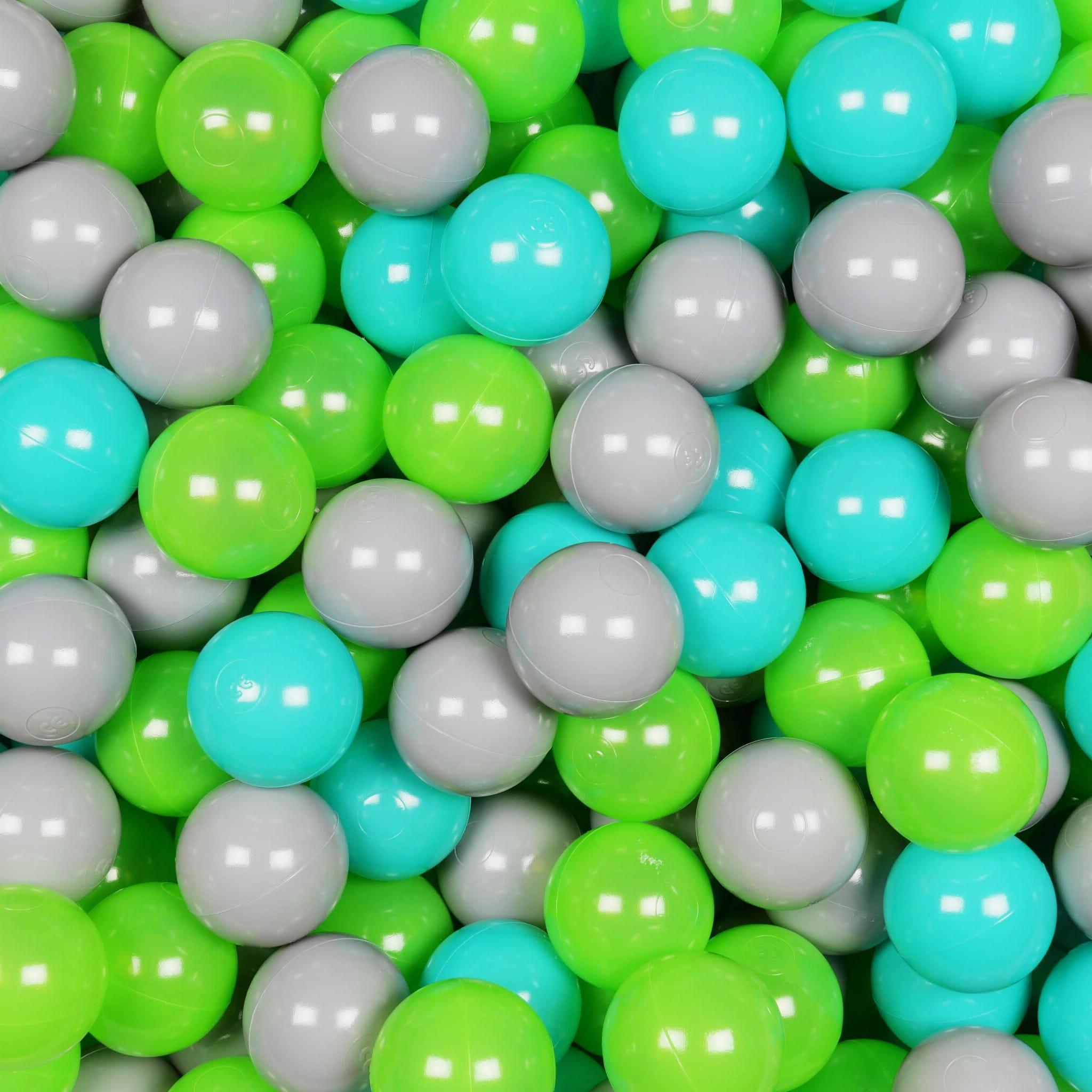 Balls for ballpit ø7cm 200pcs grey, turquoise, celadon Bubblepools.eu