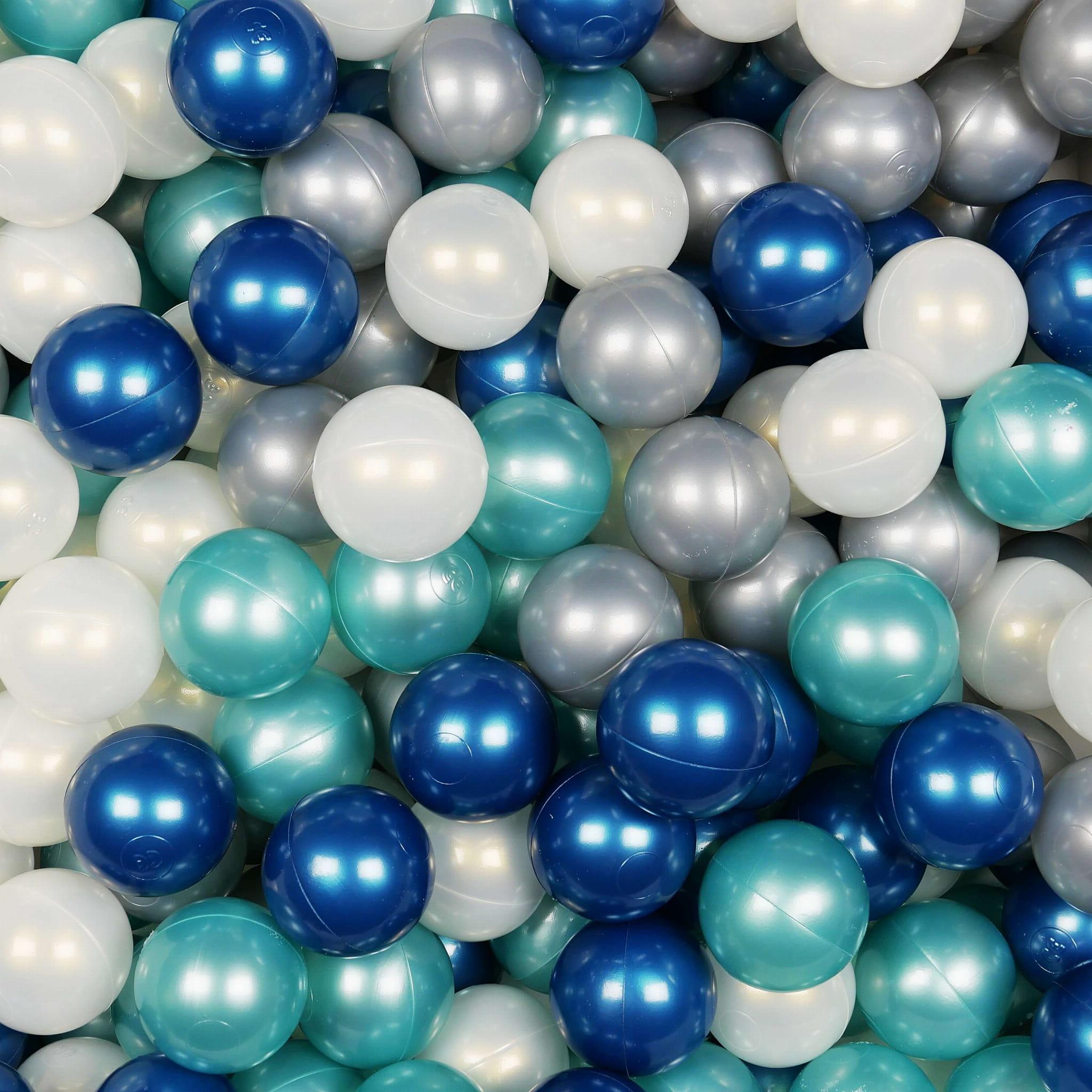 Balls for ballpit ø7cm 200pcs metallic turquoise, metallic blue, mermaid effect, silver Bubblepools.eu