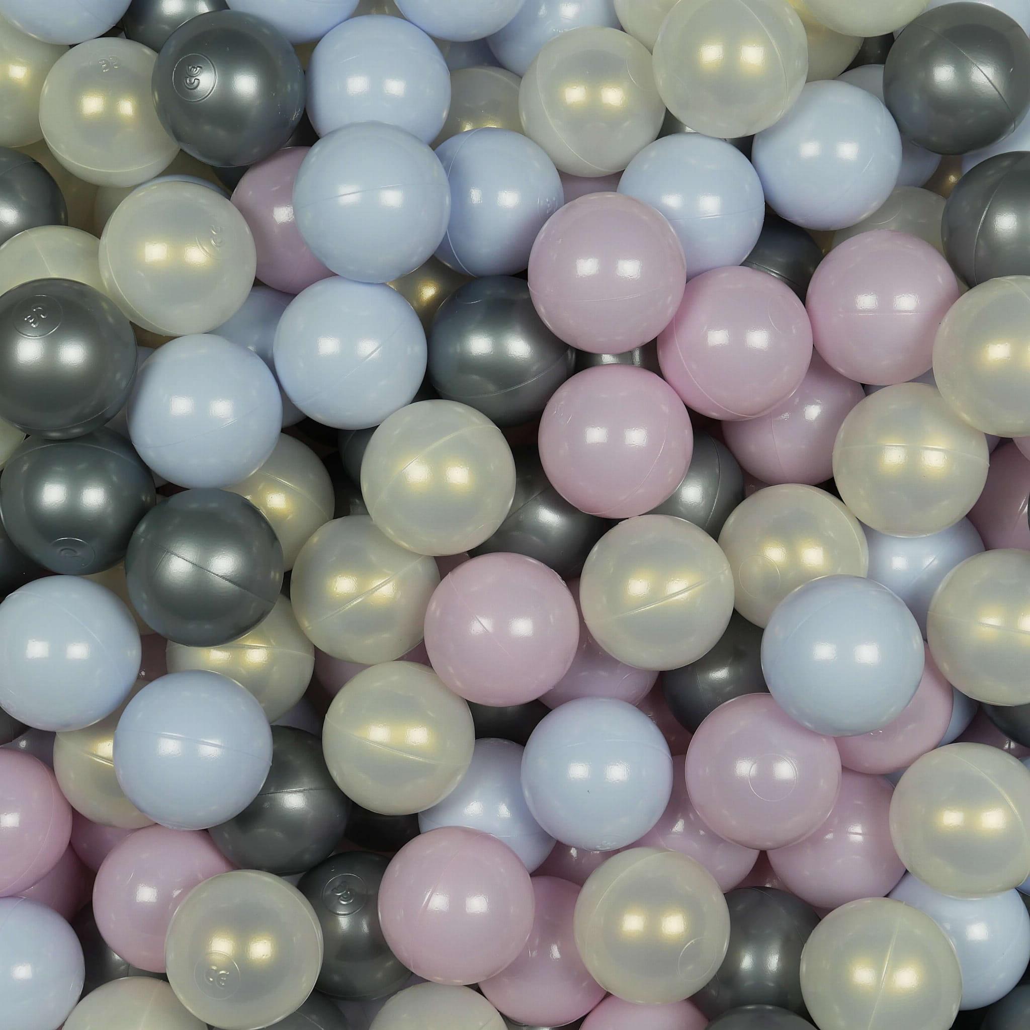 Balls for ballpit ø7cm 300pcs pink pearl, light blue pearl, mermaid effect, silver Bubblepools.eu
