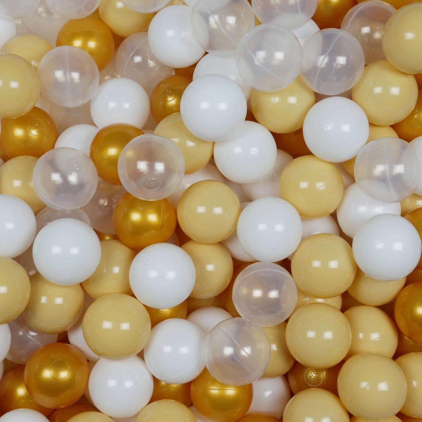 Balls for ballpit ø7cm 400pcs white, transparent, gold, beige Bubblepools.eu