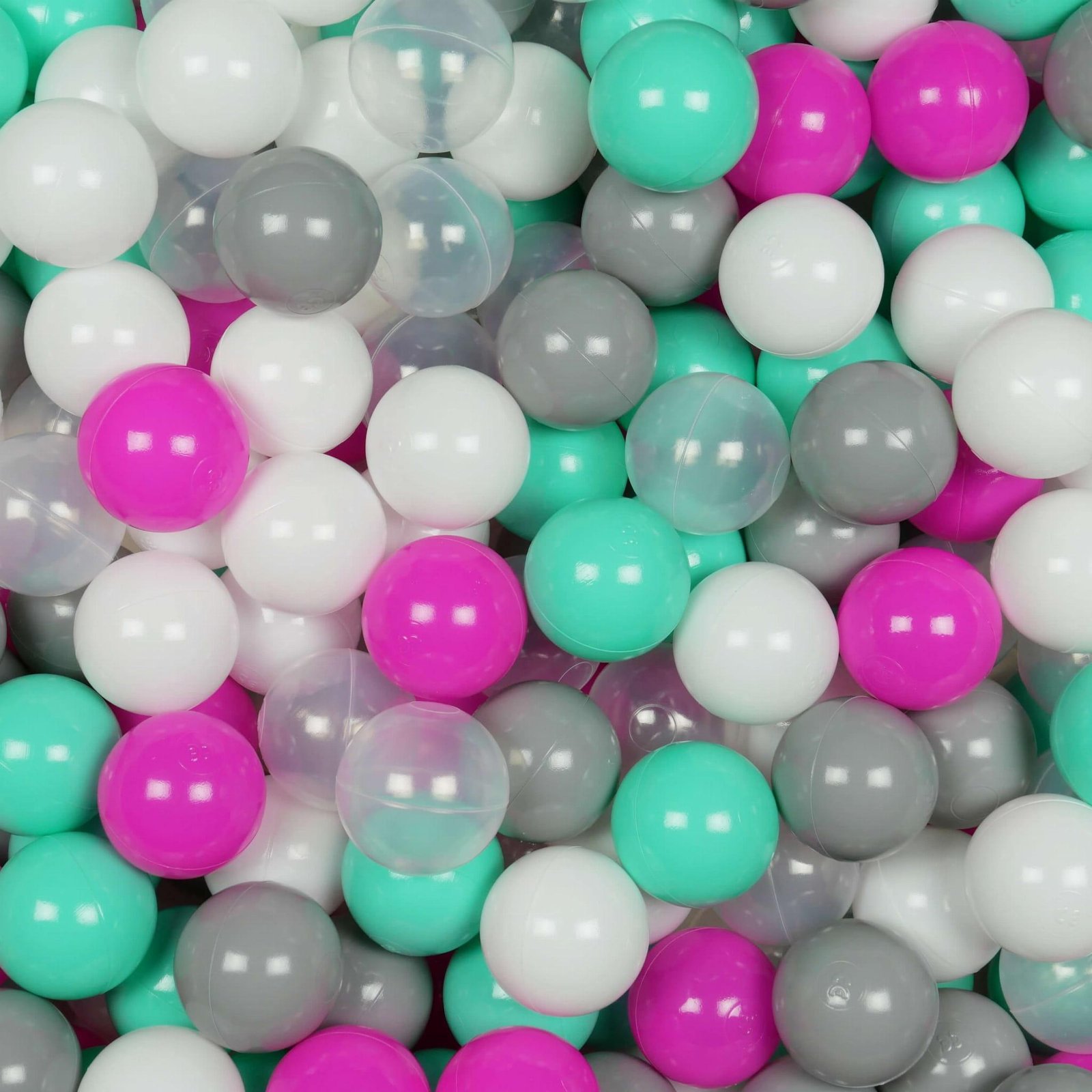 Balls for ballpit ø7cm 400pcs white, pink, mint, grey, transparent Bubblepools.eu