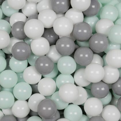 Balls for ballpit ø7cm 500pcs white, grey, light mint Bubblepools.eu
