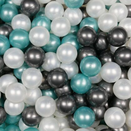 Balls for ballpit ø7cm 500pcs pearl, metallic turquoise, metallic graphite Bubblepools.eu