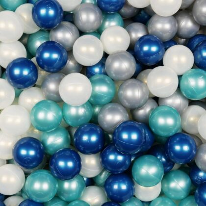 Balls for ballpit ø7cm 500pcs metallic turquoise, metallic blue, mermaid effect, silver Bubblepools.eu