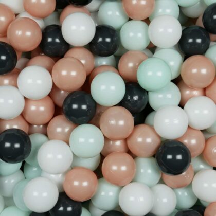 Balls for ballpit ø7cm 500pcs white, graphite, rosegold, light mint Bubblepools.eu